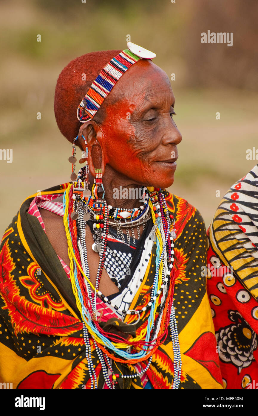 Ritratto di una donna Masai, Kenya. Foto Stock