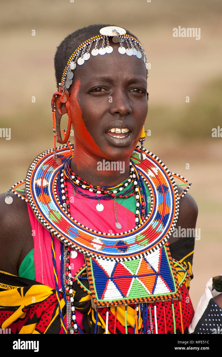 Ritratto di una donna Masai, Kenya. Foto Stock