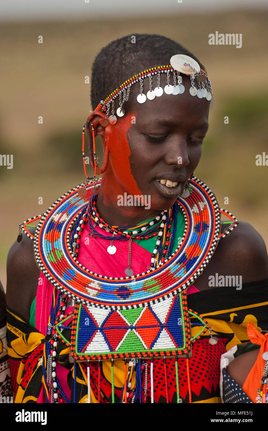 Ritratto di una donna Masai, Kenya. Foto Stock