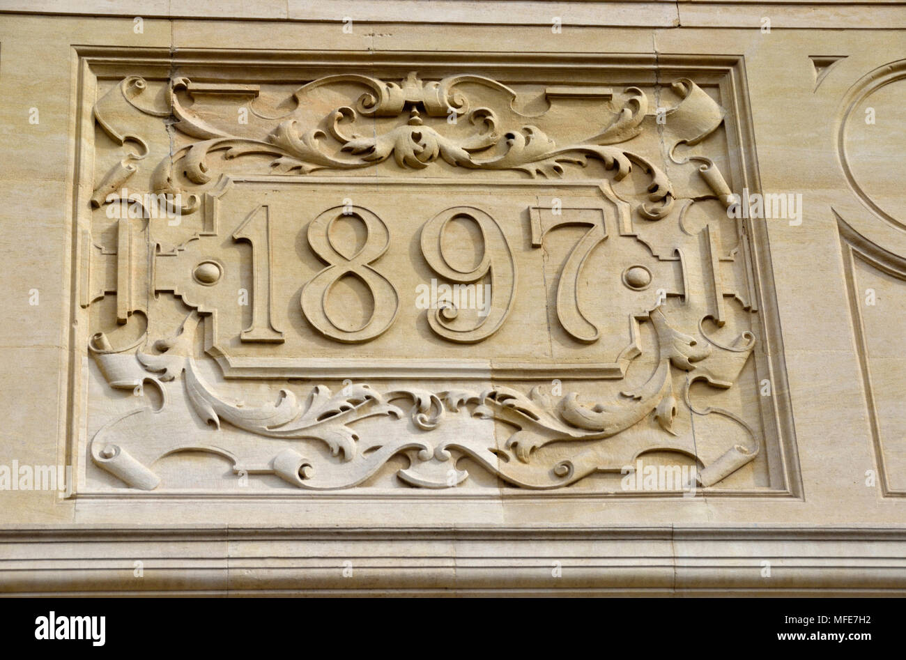 L'anno 1897 scolpita nella pietra. Foto Stock