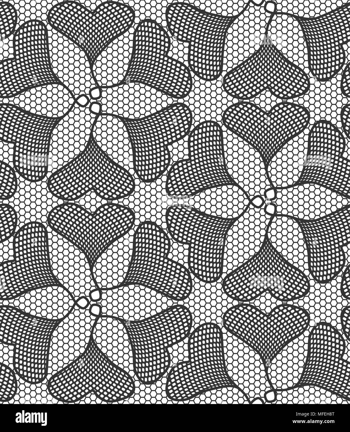 Seamless pattern di pizzo fatta di cuore a forma di foglie di ginkgo Illustrazione Vettoriale