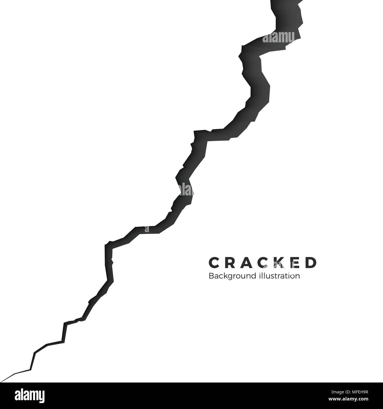 Piano di massa fessurato. Schizzo crack texture. Dividere il terreno dopo il terremoto. Illustrazione di vettore isolato su sfondo bianco Illustrazione Vettoriale