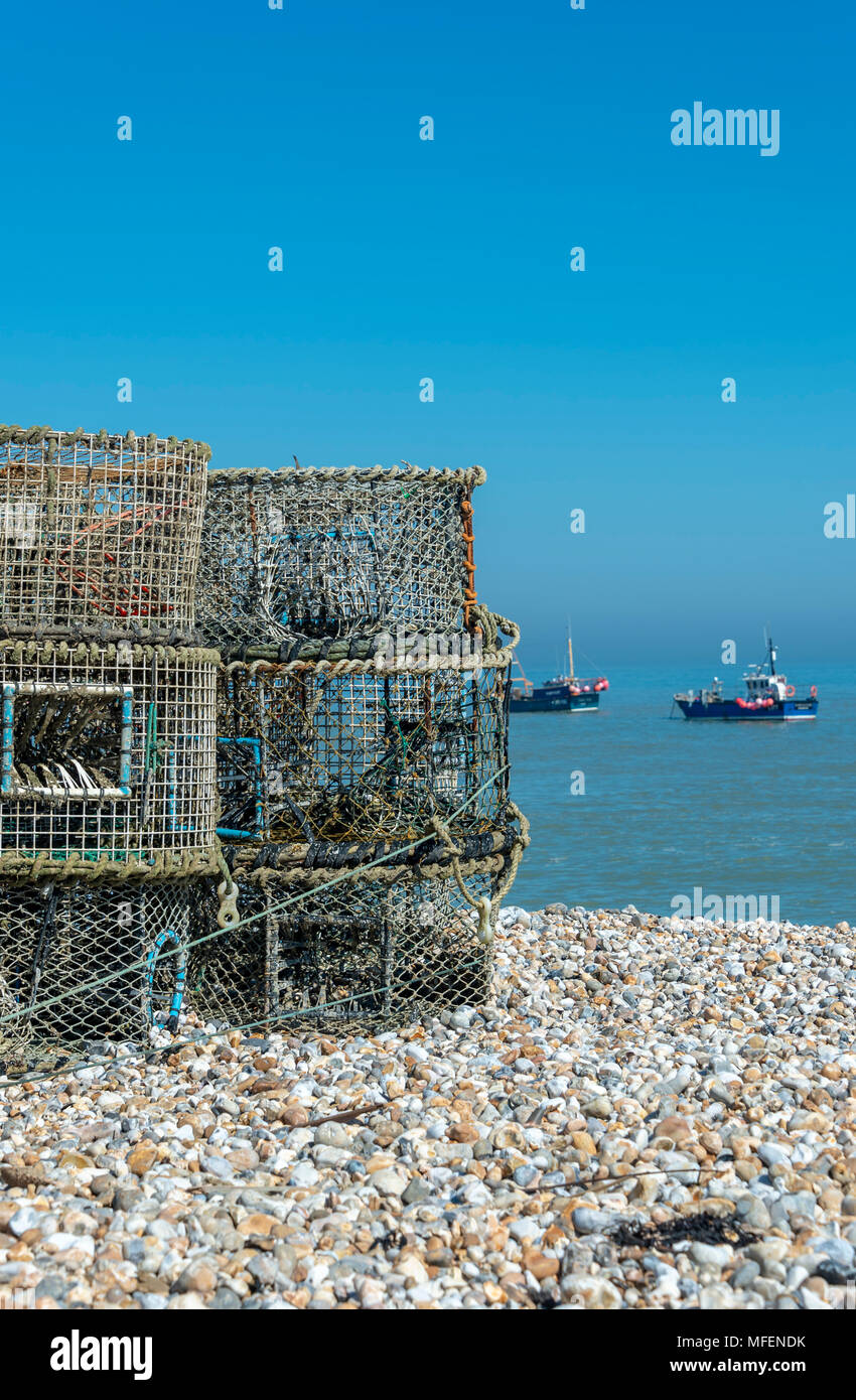 Lobster Pot sulla spiaggia di Selsey, West Sussex, Regno Unito Foto Stock