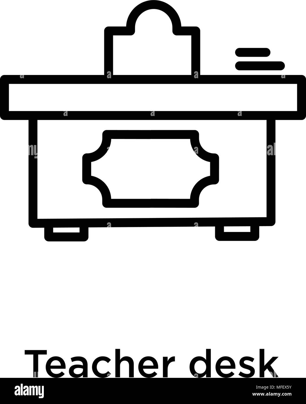 Insegnante icona scrivania isolato su sfondo bianco, illustrazione vettoriale Illustrazione Vettoriale