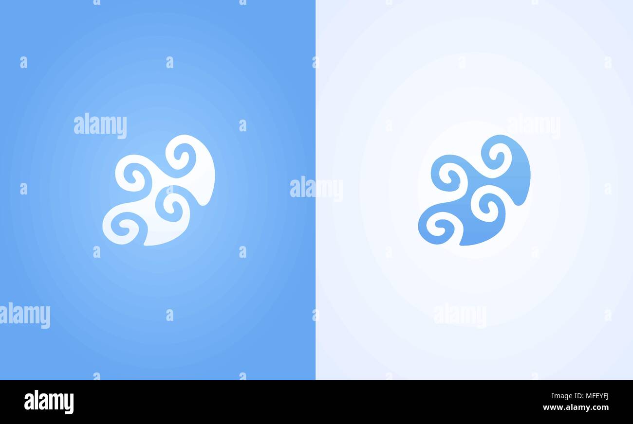 Segno di ripple Wave su bianco e lo sfondo blu Illustrazione Vettoriale