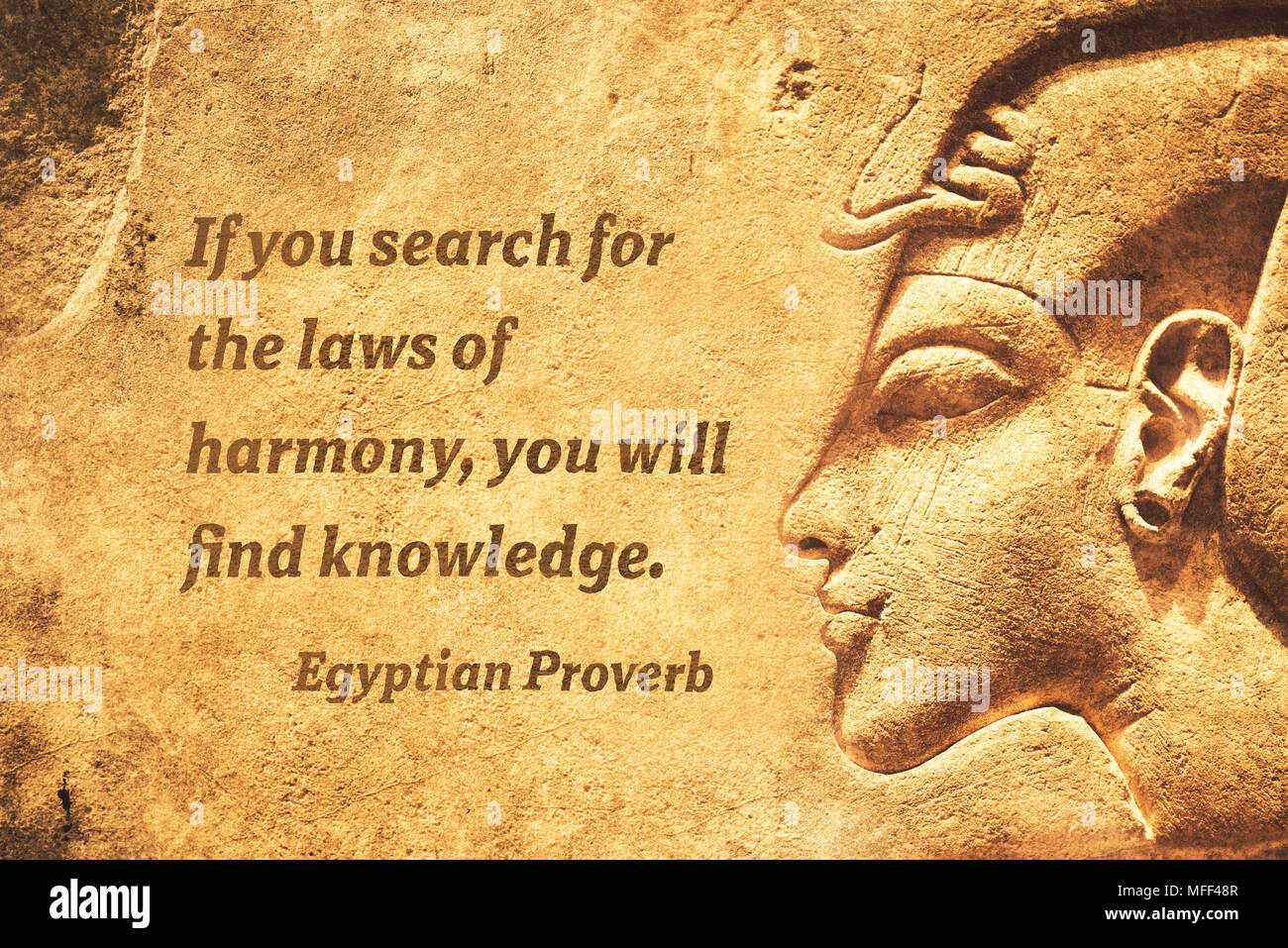 Se cercate per le leggi di armonia, troverete la conoscenza - antico proverbio egiziano citazione Foto Stock
