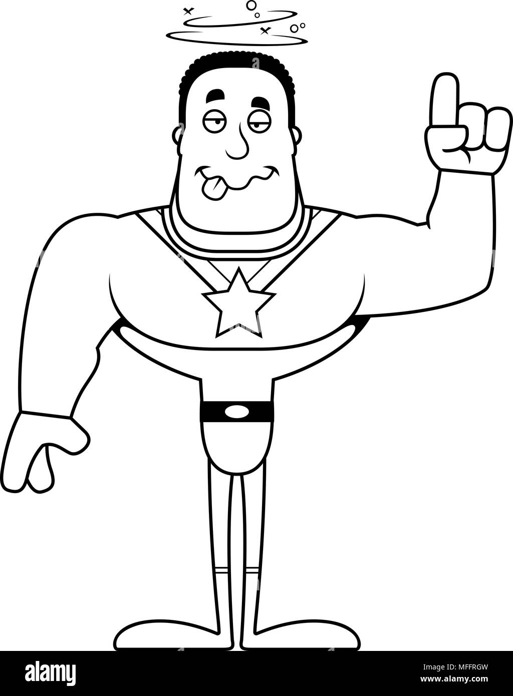 Un cartone animato in cerca del supereroe ubriaco. Illustrazione Vettoriale