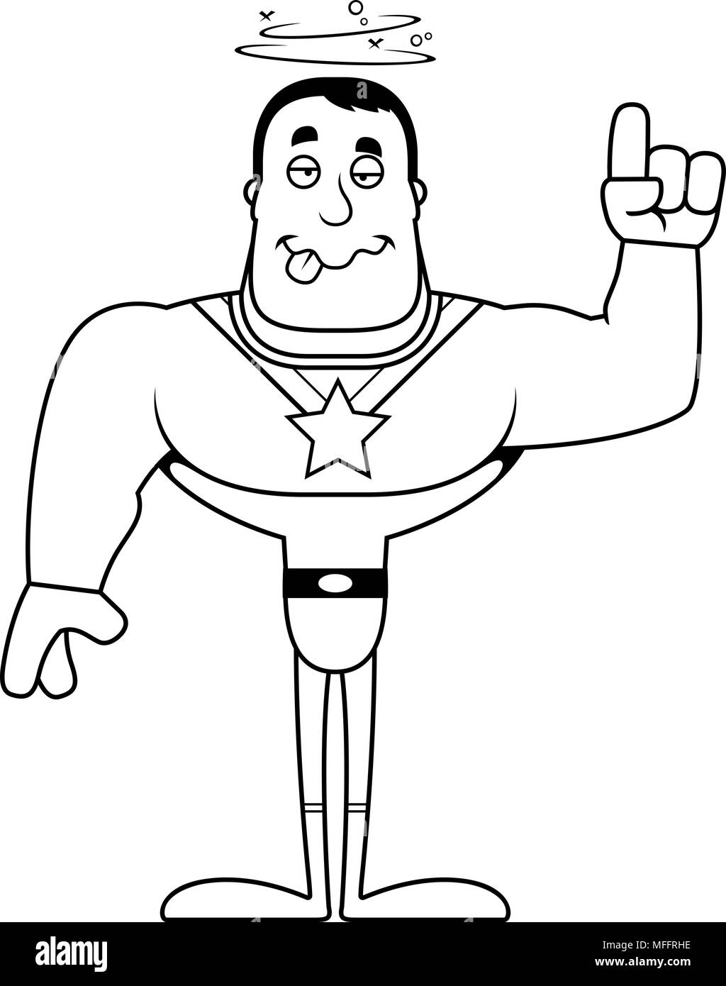 Un cartone animato in cerca del supereroe ubriaco. Illustrazione Vettoriale