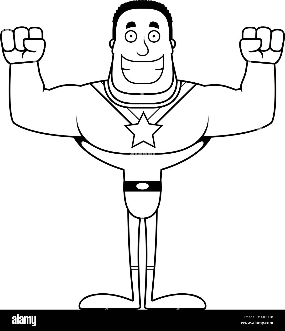 Un supereroe cartoon sorridente. Illustrazione Vettoriale