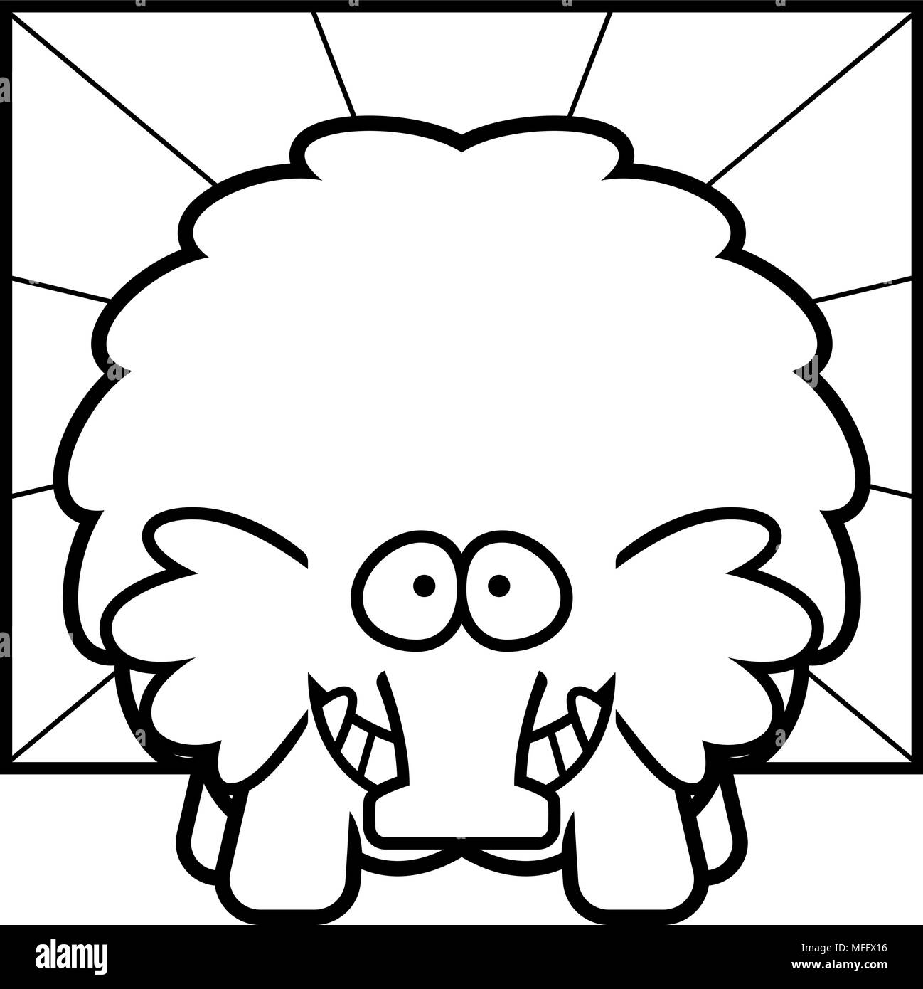 Un cartoon illustrazione di un mammut lanosi cercando felice. Illustrazione Vettoriale