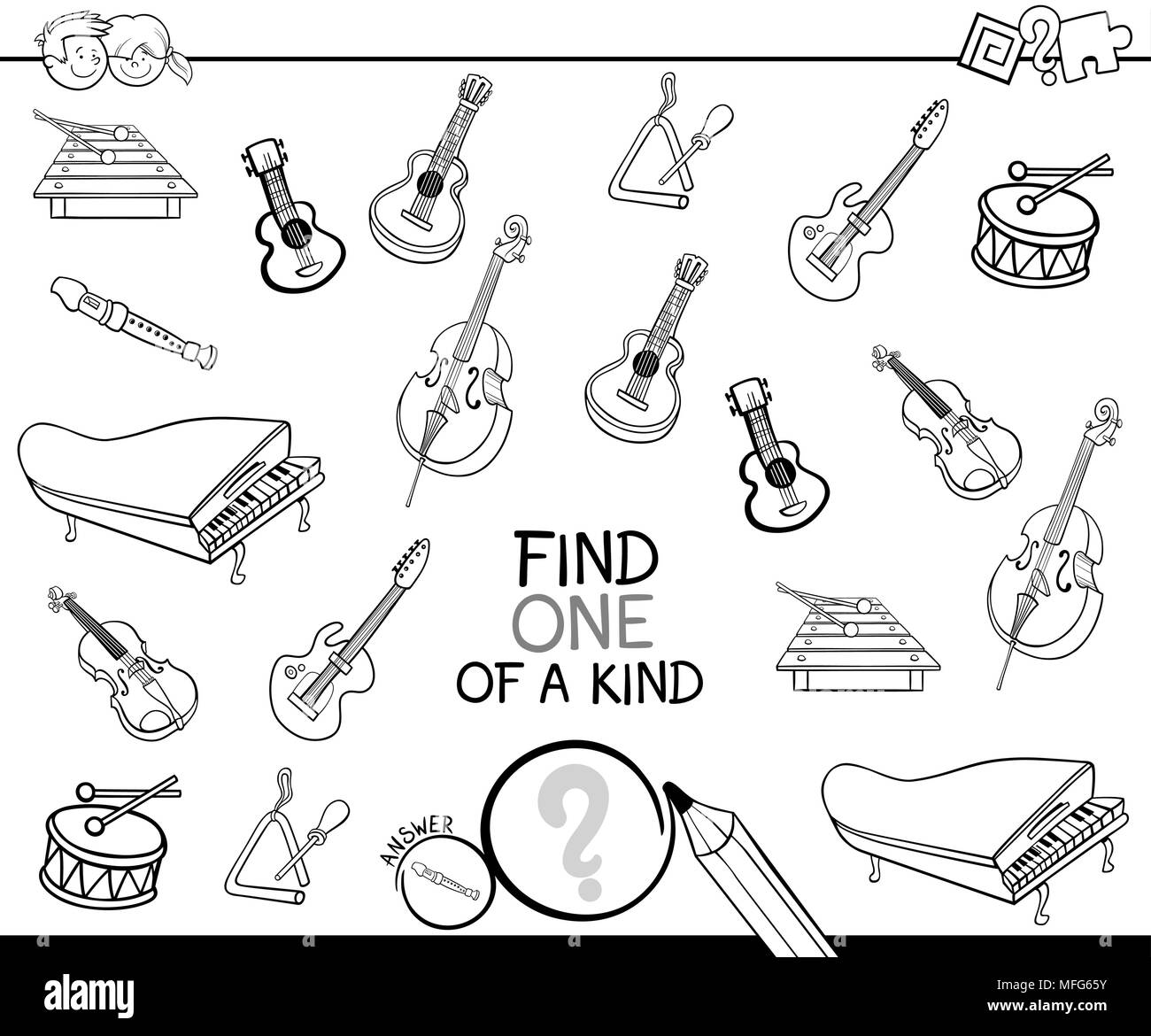 Cartoon music instruments coloring page immagini e fotografie stock ad alta risoluzione - Alamy