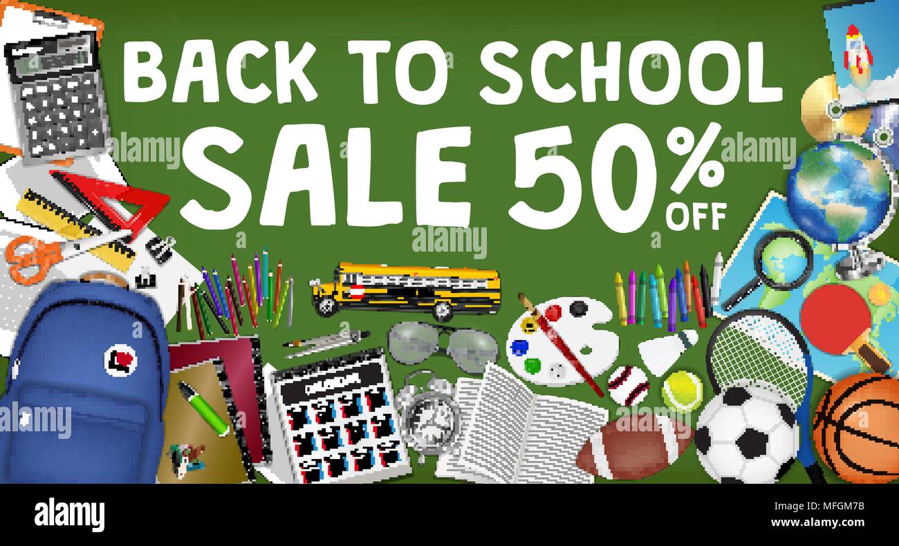 Si torna a scuola vendita banner template design Illustrazione Vettoriale