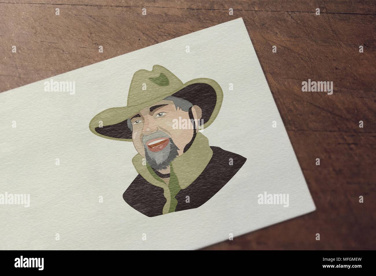 L'uomo faccia con stili diversi.fishman, cowboy.Set ilustrations per e-book Foto Stock