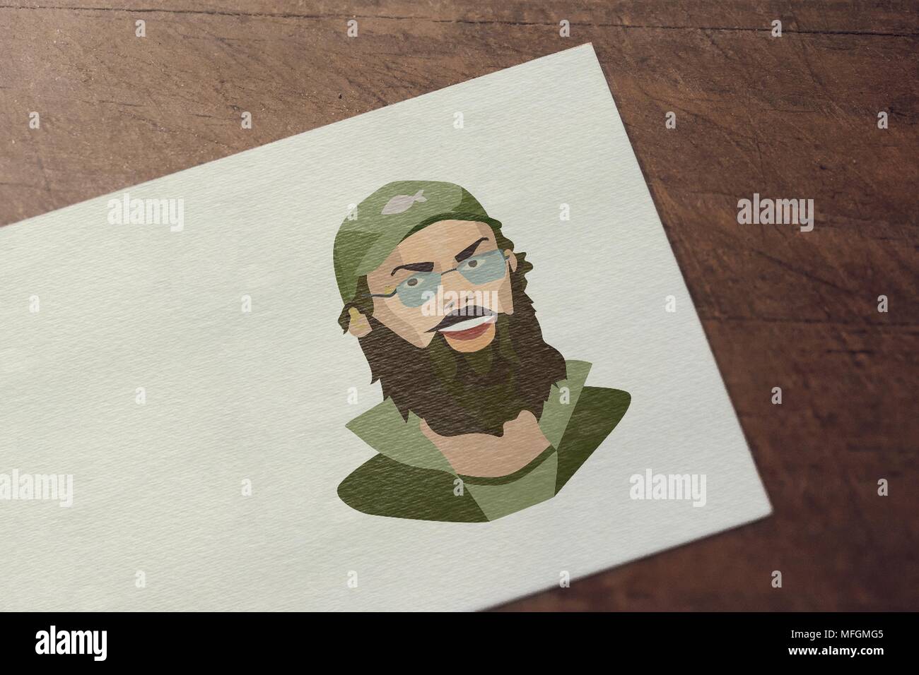 L'uomo faccia con stili diversi.fishman, cowboy.Set ilustrations per e-book Foto Stock