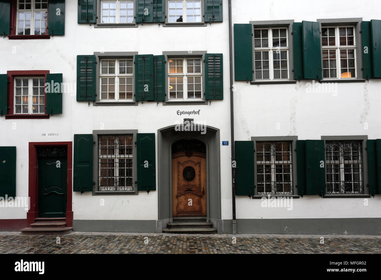 Case architettonica nella città di Basilea, il Cantone di Basilea Città, Svizzera, Europa Foto Stock