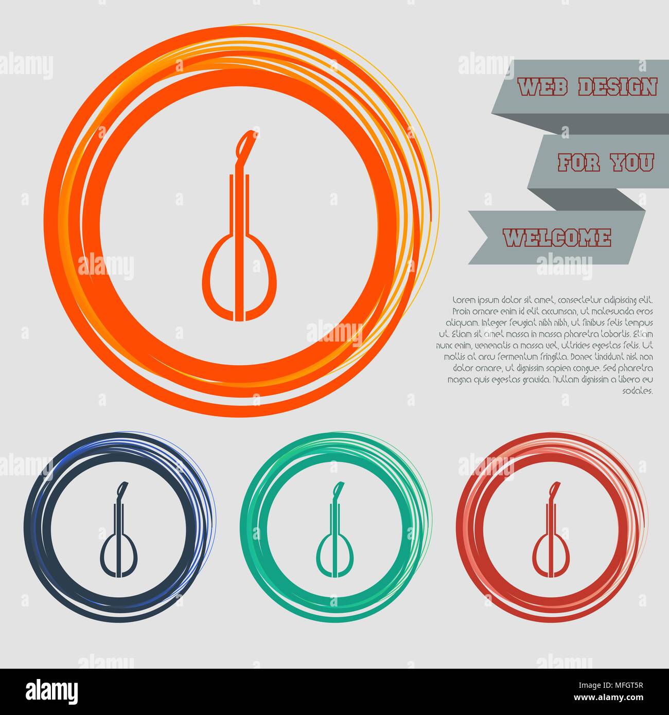 La Balalaika icona sul rosso, blu, verde, arancione pulsanti per il tuo sito web e design con uno spazio di testo. Illustrazione Vettoriale Illustrazione Vettoriale