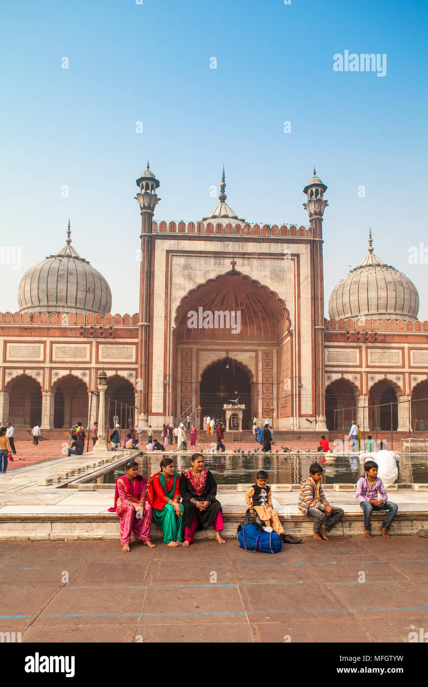 Jama Masjid (moschea Jama), la Vecchia Delhi, Delhi, India, Asia Foto Stock