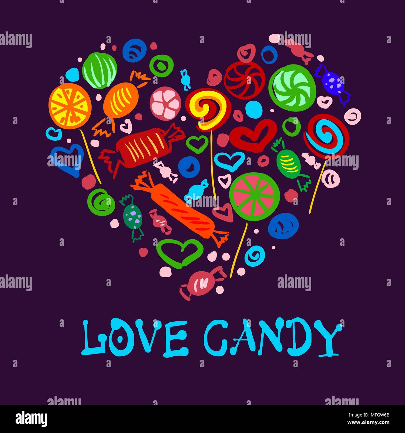 Set di caramelle luminose a forma di cuore per la vostra pubblicità. Illustrazione Vettoriale Illustrazione Vettoriale