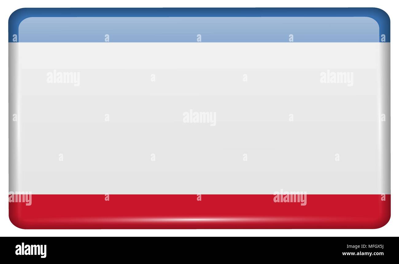 Bandiere di Crimea nella forma di un magnete sul frigo con riflessi di luce. Illustrazione Vettoriale Illustrazione Vettoriale