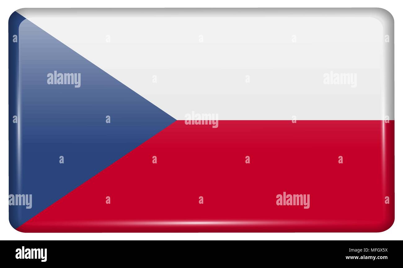 Bandiere di Repubblica ceca sotto forma di un magnete sul frigo con riflessi di luce. Illustrazione Vettoriale Illustrazione Vettoriale