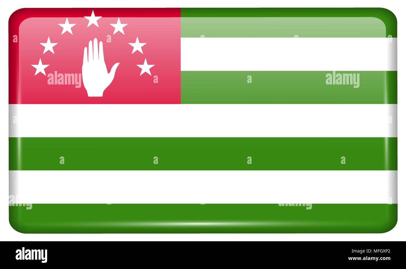 Bandiere di Abkhazia in forma di un magnete sul frigo con riflessi di luce. Illustrazione Vettoriale Illustrazione Vettoriale