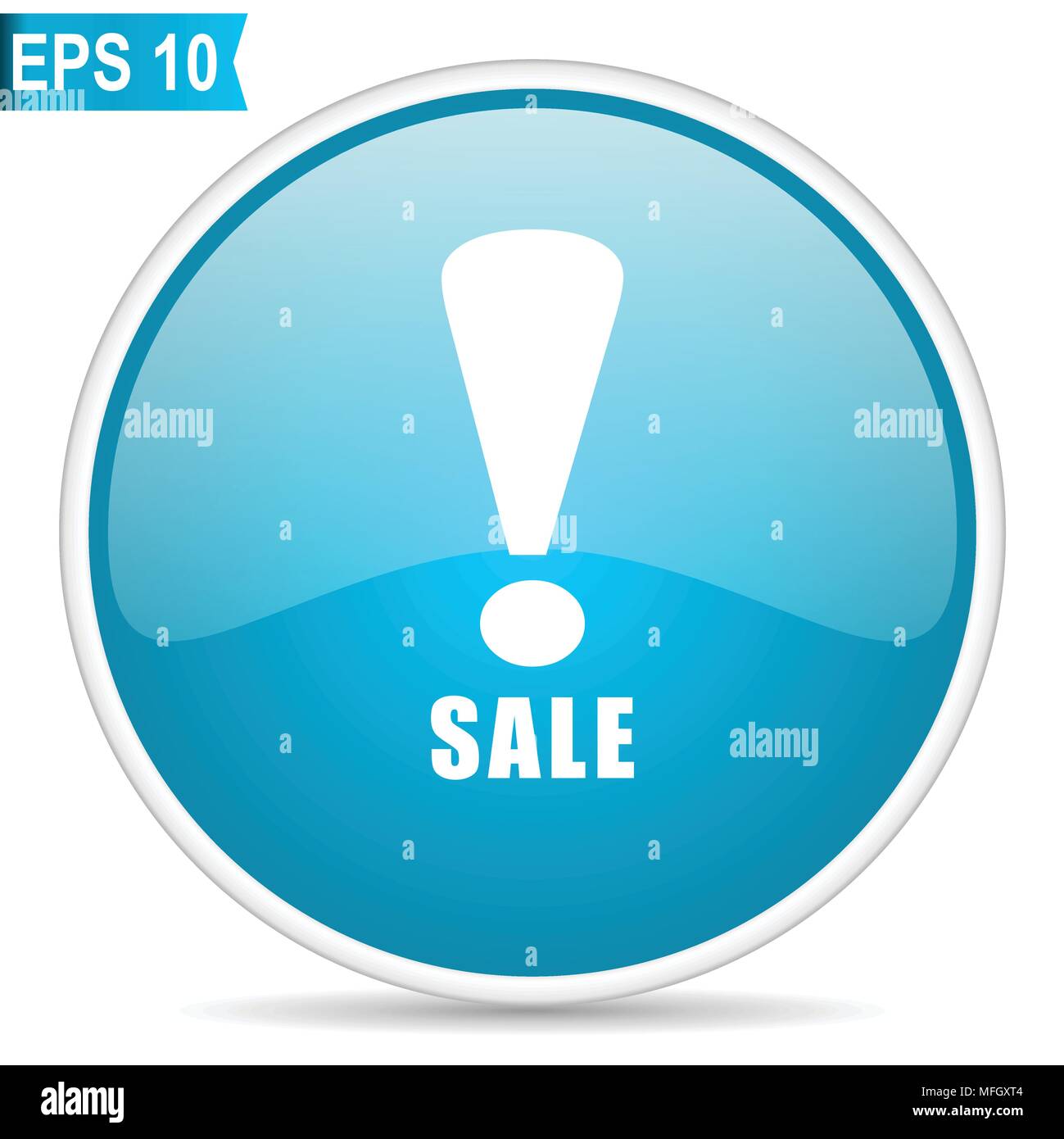 Vendita lucida blu round icona vettoriale in formato eps 10. Modificabile design moderno pulsante internet su sfondo bianco. Illustrazione Vettoriale