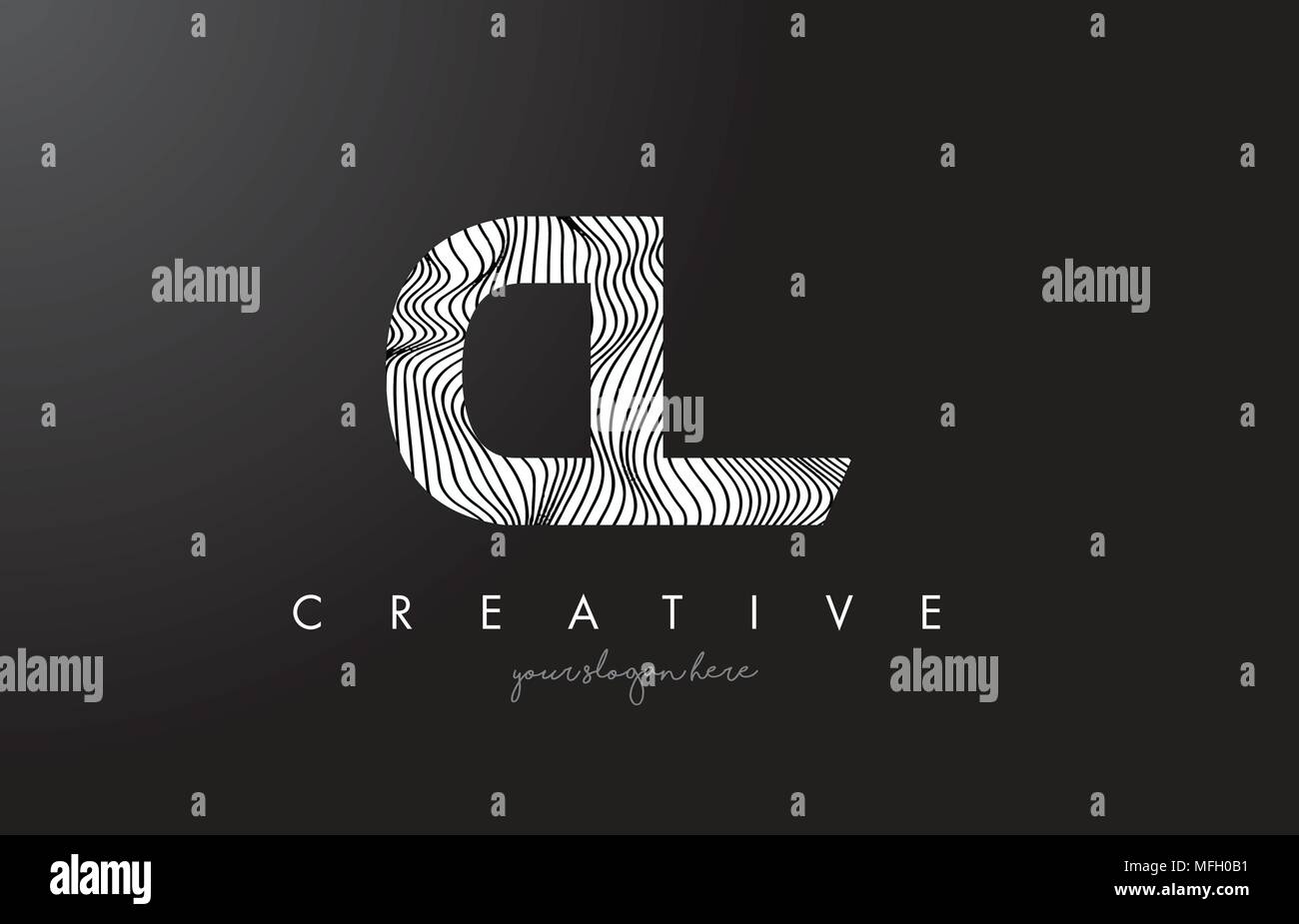 CL C L Lettera Logo con Zebra linee Design Texture illustrazione vettoriale. Illustrazione Vettoriale