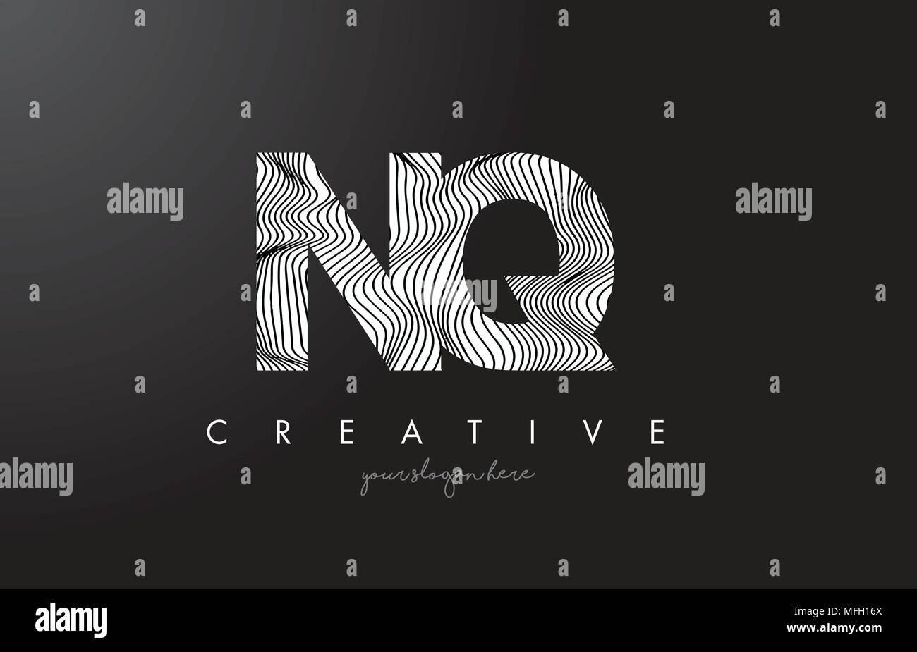 NQ N Q Lettera Logo con Zebra linee Design Texture illustrazione vettoriale. Illustrazione Vettoriale