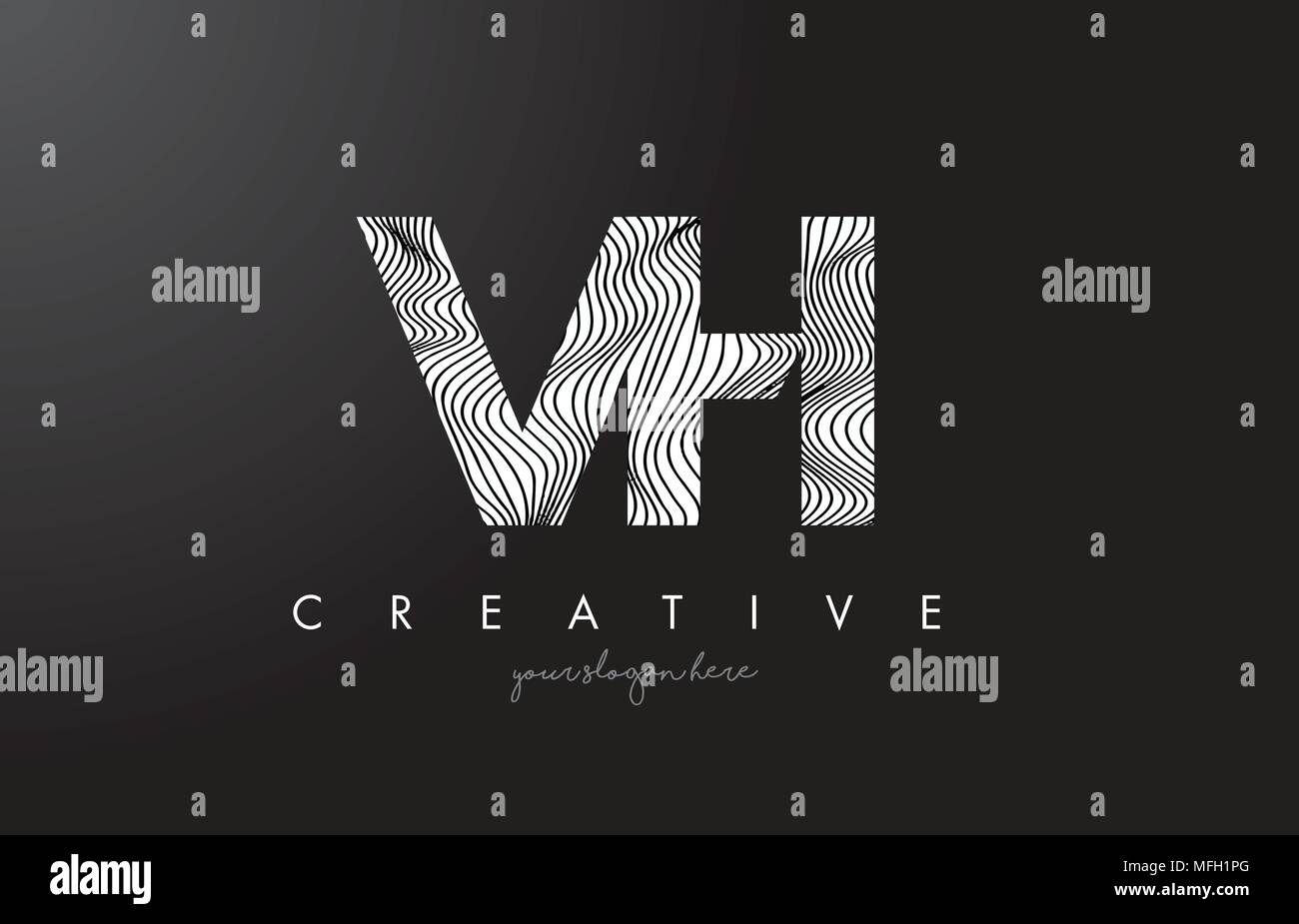 VH V H Lettera Logo con Zebra linee Design Texture illustrazione vettoriale. Illustrazione Vettoriale