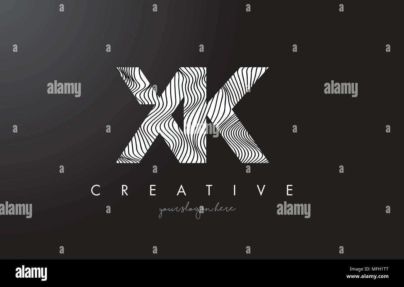 XK X K Lettera Logo con Zebra linee Design Texture illustrazione vettoriale. Illustrazione Vettoriale