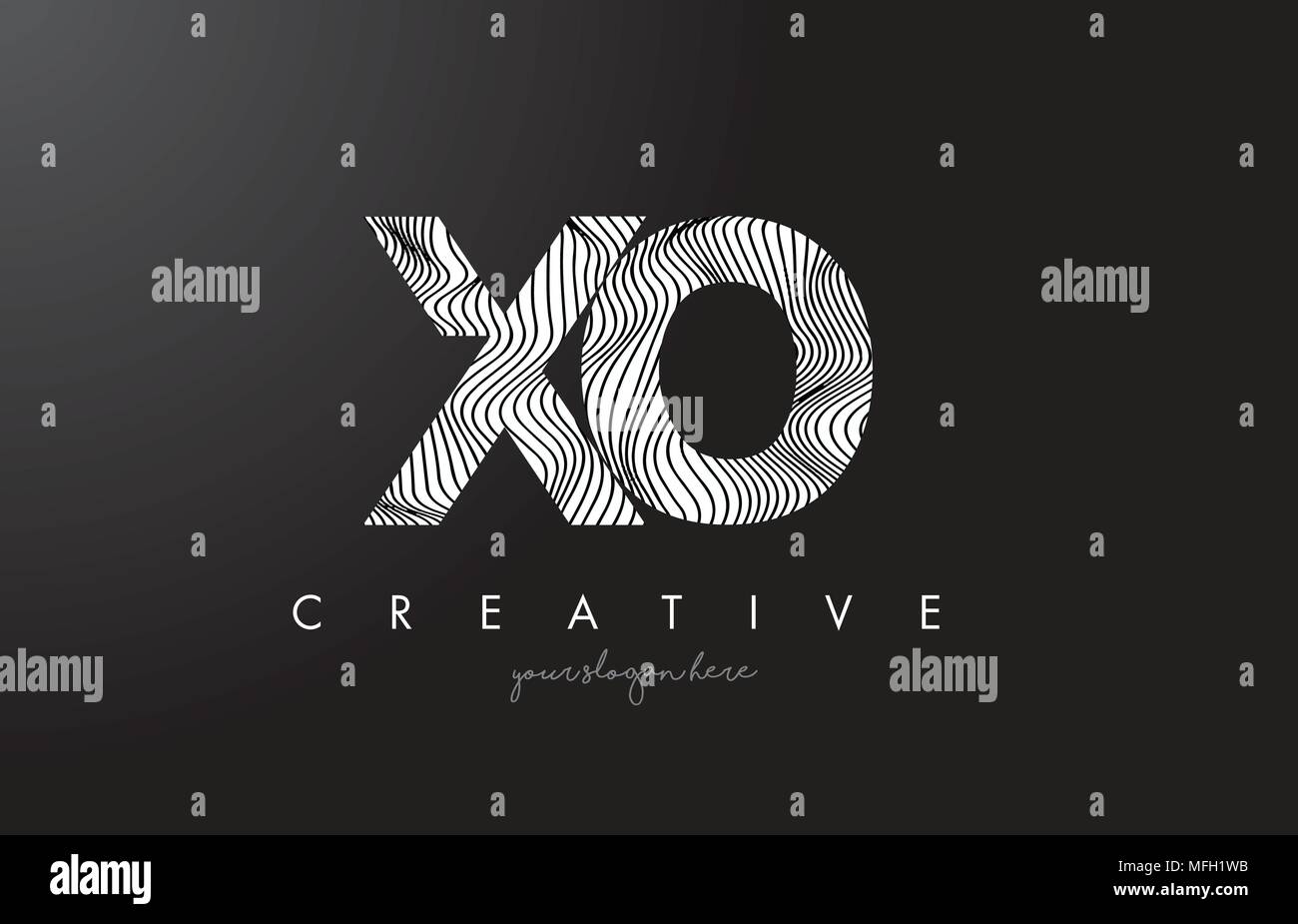 XO X O Lettera Logo con Zebra linee Design Texture illustrazione vettoriale. Illustrazione Vettoriale