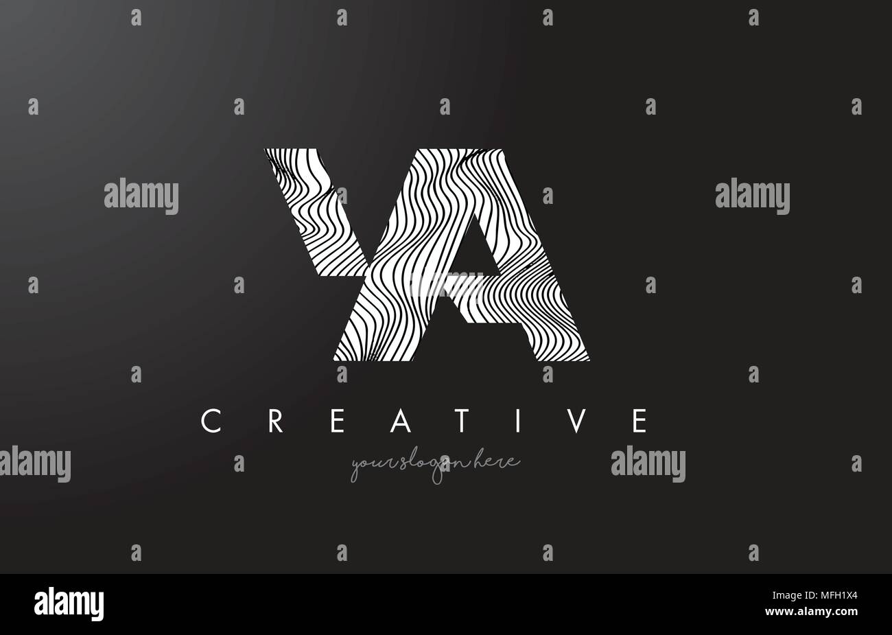 YA Y una lettera Logo con Zebra linee Design Texture illustrazione vettoriale. Illustrazione Vettoriale