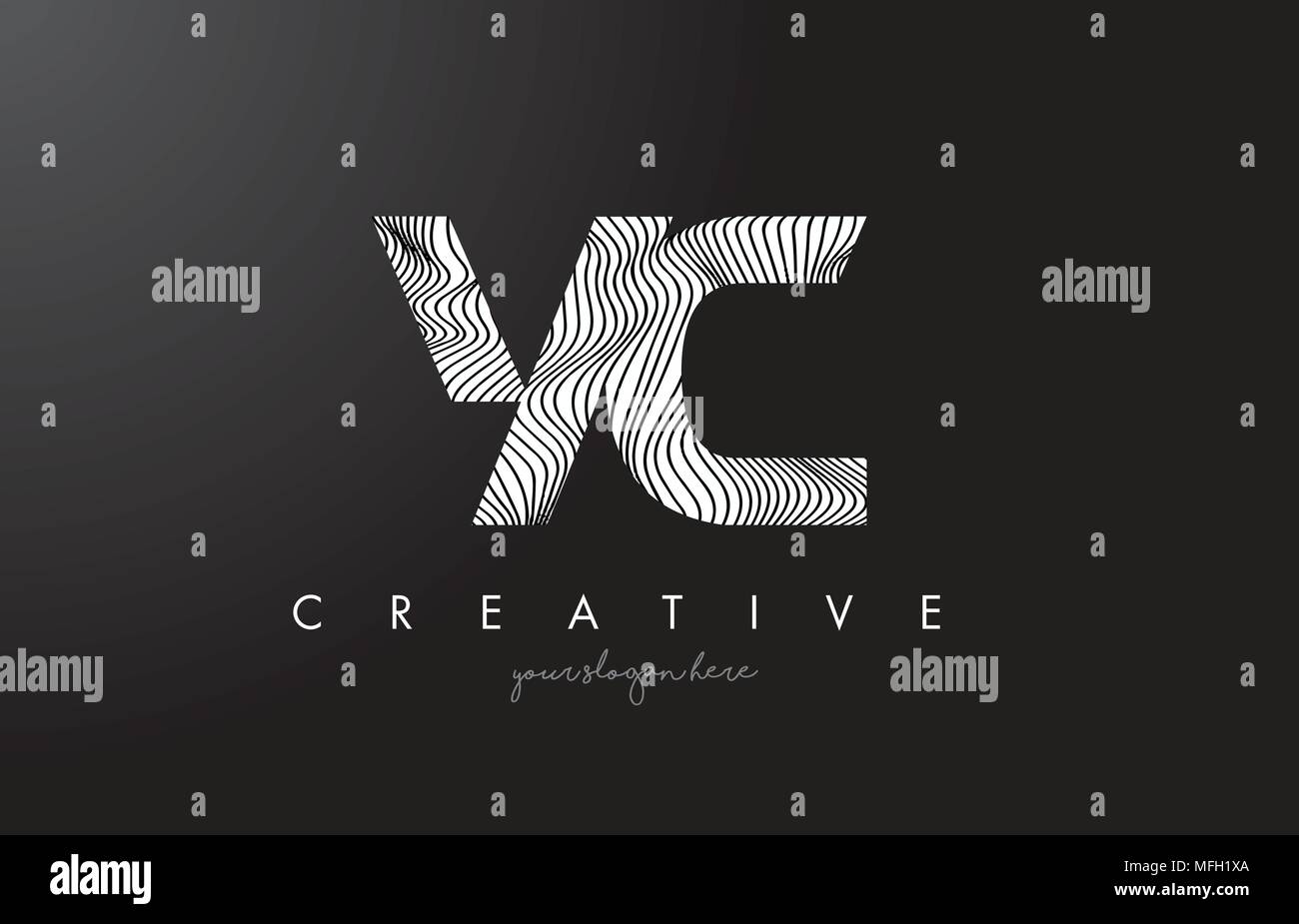 YC Y C Lettera Logo con Zebra linee Design Texture illustrazione vettoriale. Illustrazione Vettoriale