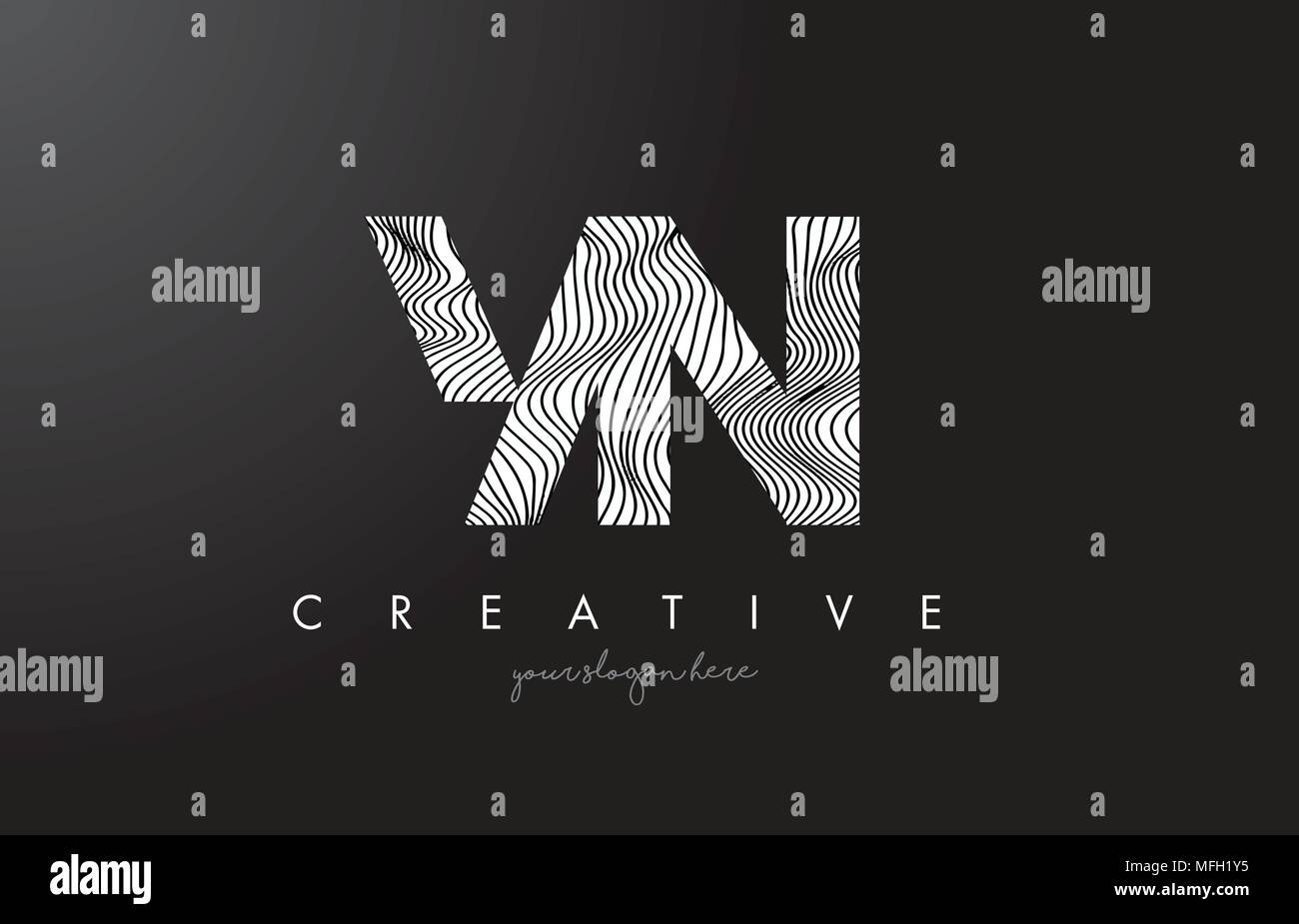 YN Y N Lettera Logo con Zebra linee Design Texture illustrazione vettoriale. Illustrazione Vettoriale