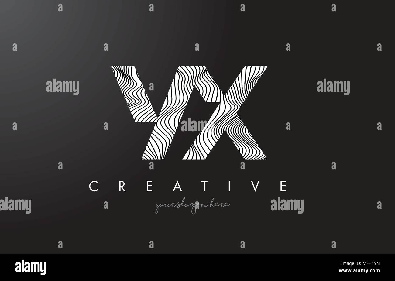 YX Y X Letter Logo con Zebra linee Design Texture illustrazione vettoriale. Illustrazione Vettoriale