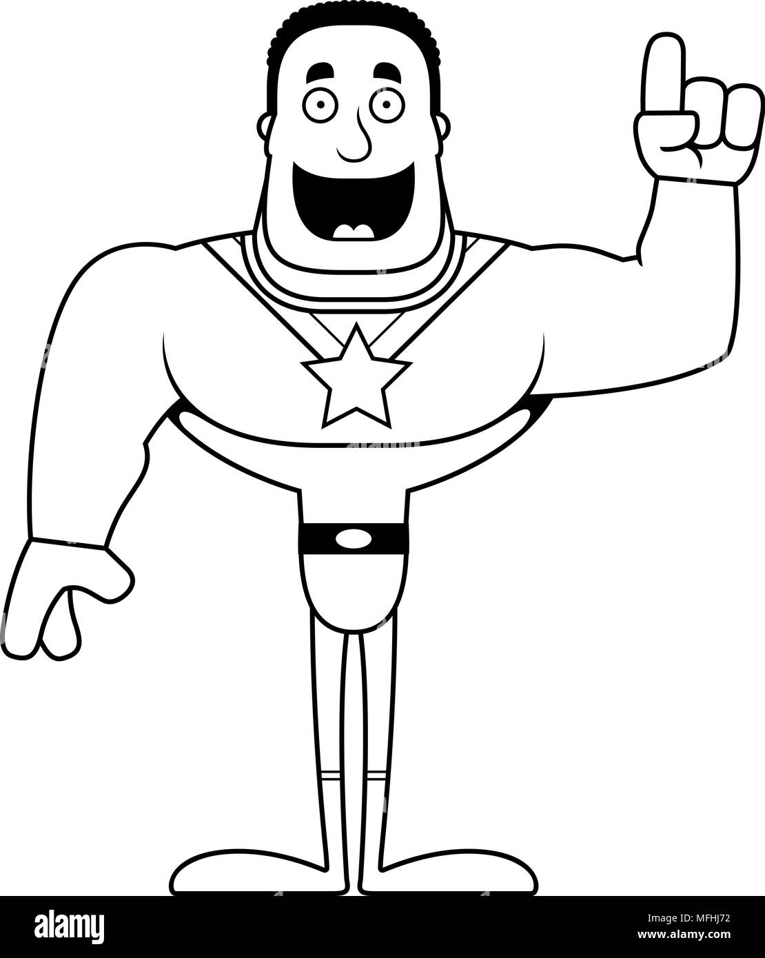 Un supereroe dei cartoni animati con un'idea. Illustrazione Vettoriale