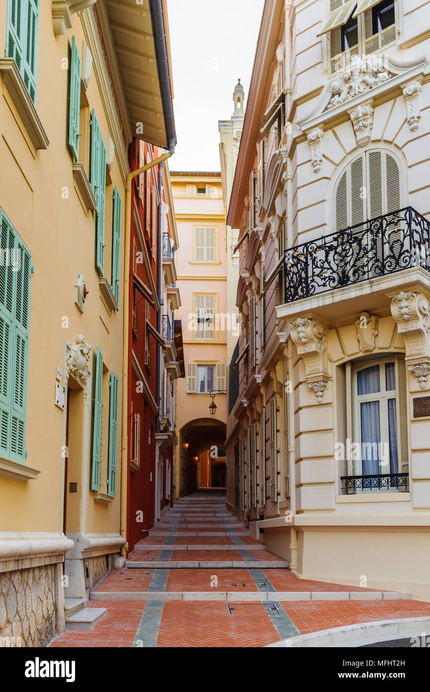 La bella architettura di Monaco. Principato di Monaco è il secondo più piccolo e il paese più densamente popolato del mondo Foto Stock