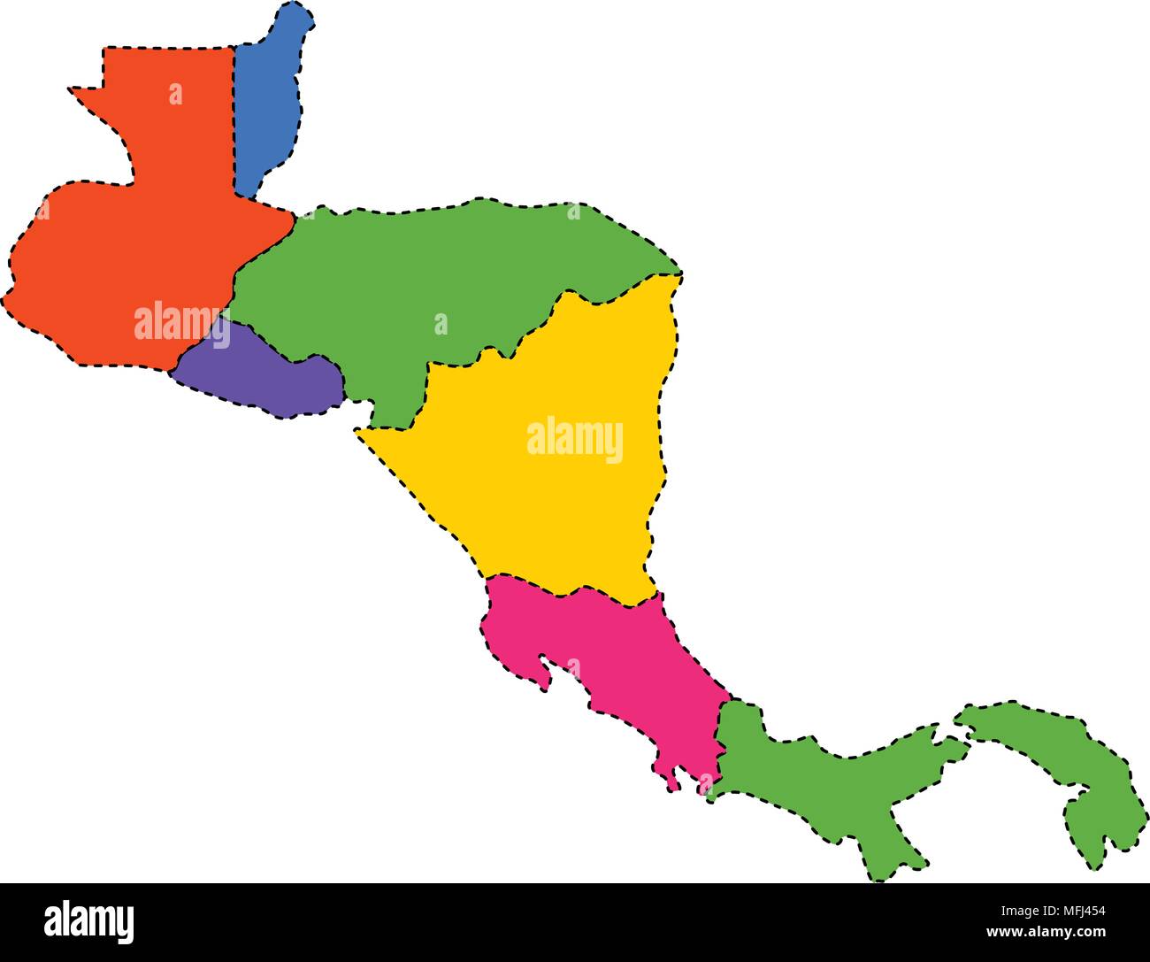 Mappa politica del Centro America Illustrazione Vettoriale