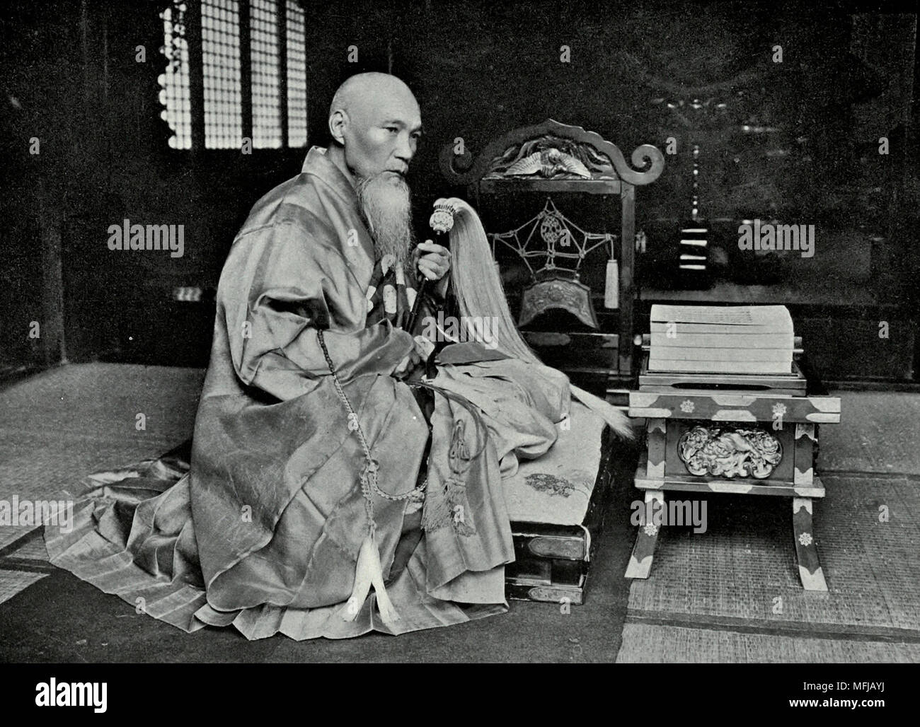 Un abate buddista, Giappone, circa 1910 Foto Stock
