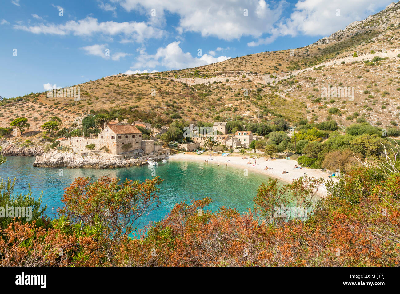 Dubovica Beach sull'isola di Hvar, Croazia, Europa Foto Stock