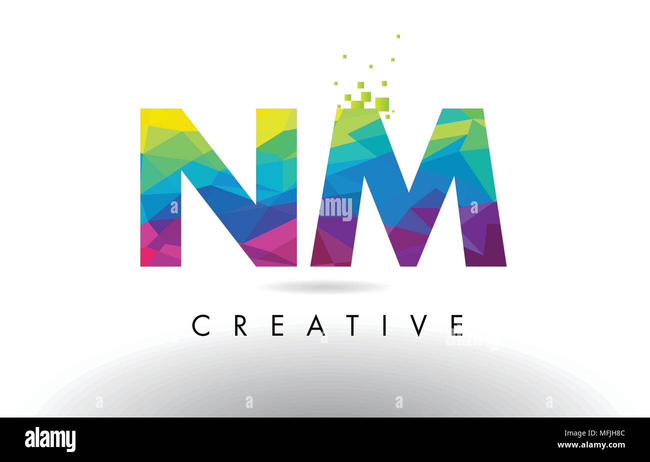 NM N M colorato Design Lettera con creativo Origami triangoli Arcobaleno vettore. Illustrazione Vettoriale