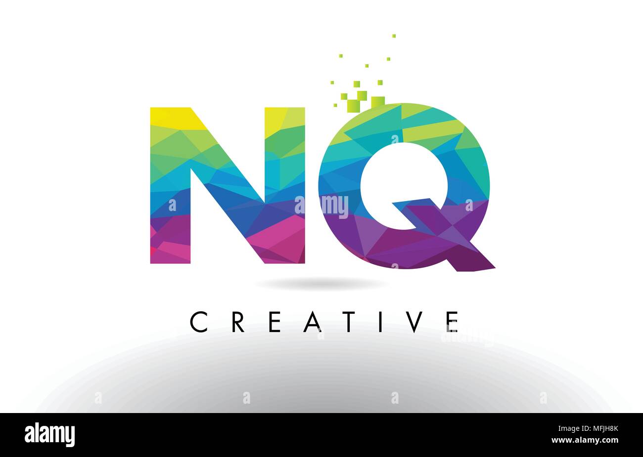 NQ N Q colorato Design Lettera con creativo Origami triangoli Arcobaleno vettore. Illustrazione Vettoriale