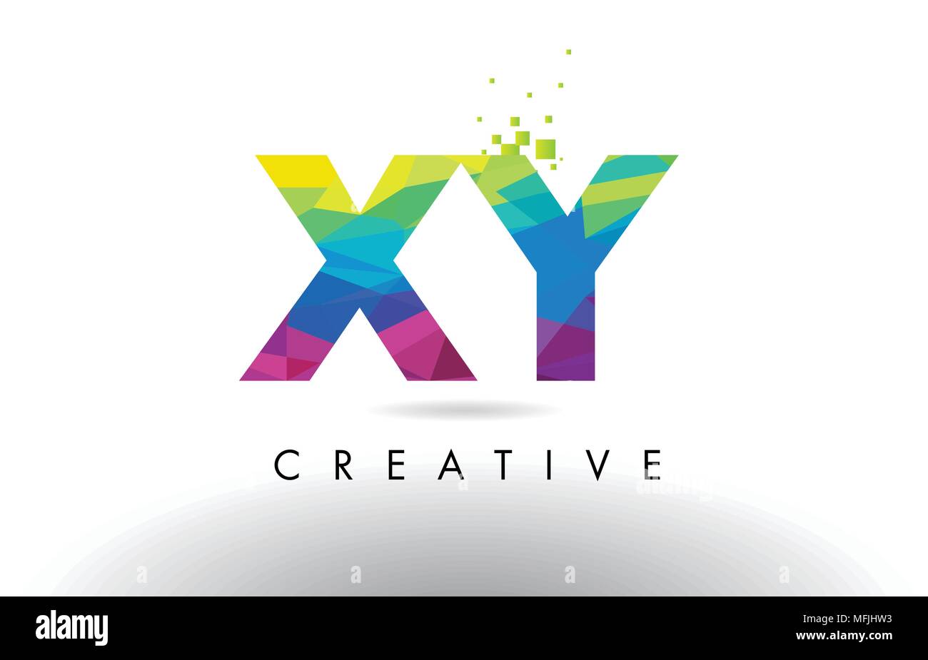 XY X Y colorato Design Lettera con creativo Origami triangoli Arcobaleno vettore. Illustrazione Vettoriale