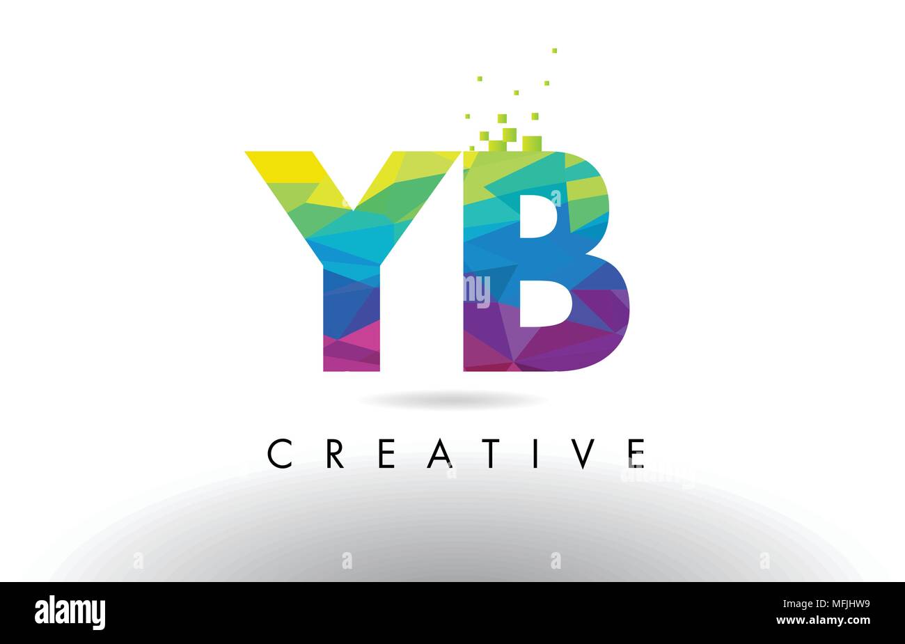 YB Y B colorato Design Lettera con creativo Origami triangoli Arcobaleno vettore. Illustrazione Vettoriale