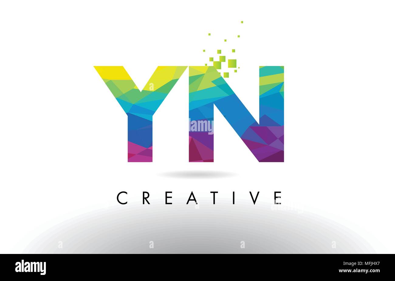 YN Y N colorato Design Lettera con creativo Origami triangoli Arcobaleno vettore. Illustrazione Vettoriale