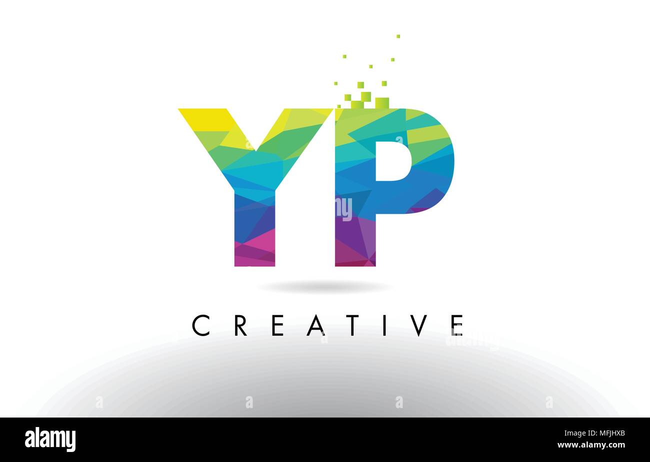YP Y P colorato Design Lettera con creativo Origami triangoli Arcobaleno vettore. Illustrazione Vettoriale