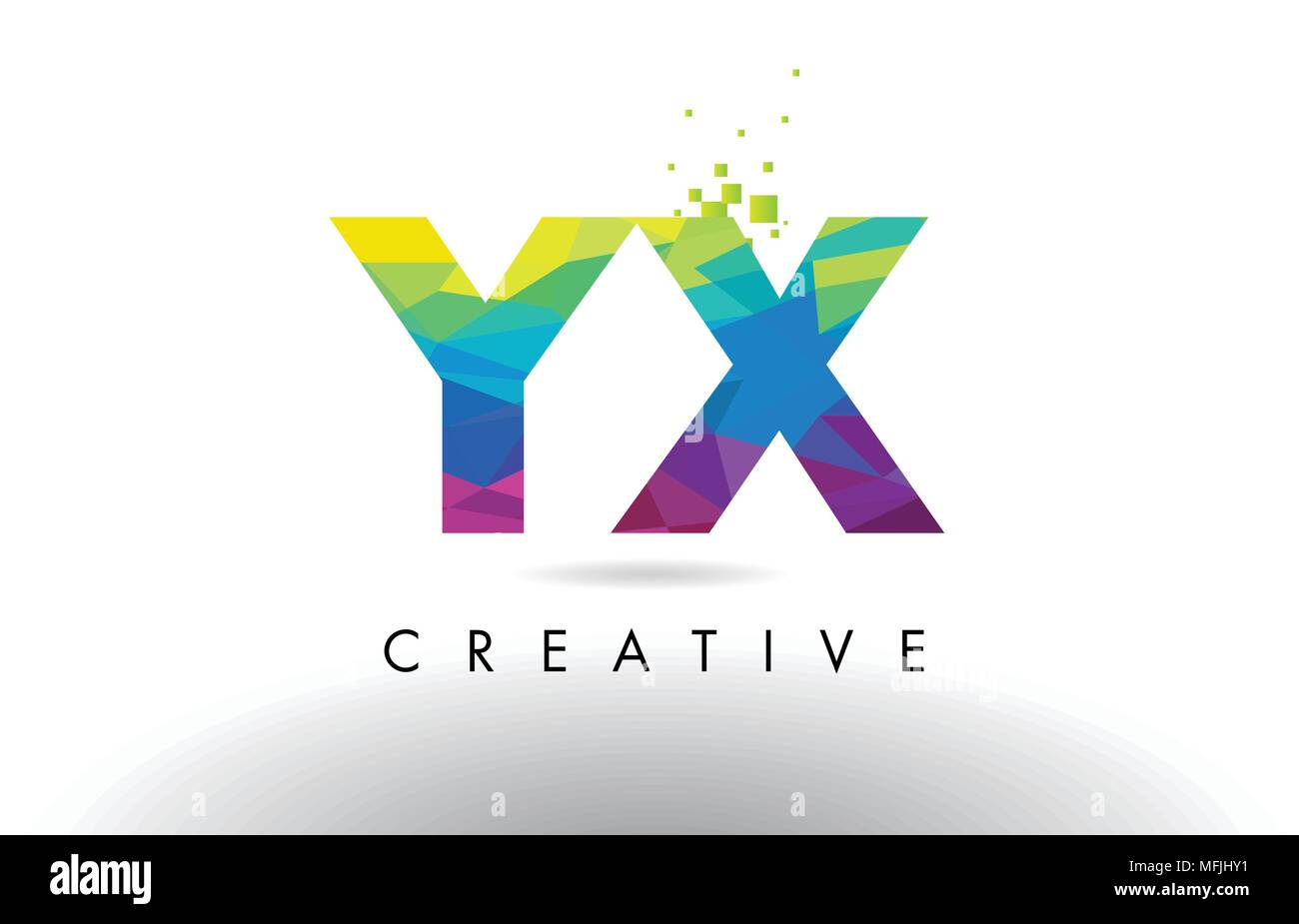 YX Y X colorato Design Lettera con creativo Origami triangoli Arcobaleno vettore. Illustrazione Vettoriale