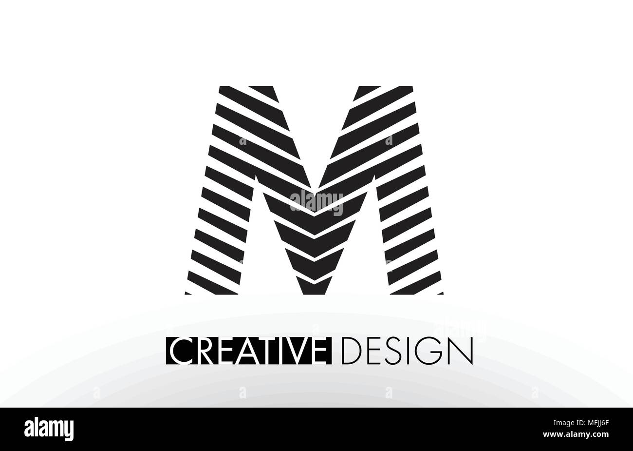 M linee Lettera con design elegante Creative Zebra illustrazione vettoriale. Illustrazione Vettoriale