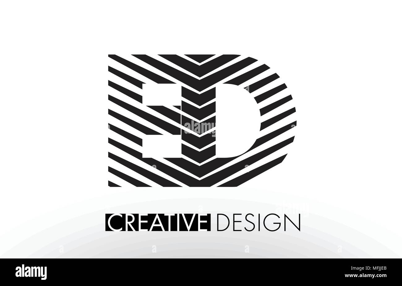 ED E D linee Lettera con design elegante Creative Zebra illustrazione vettoriale. Illustrazione Vettoriale