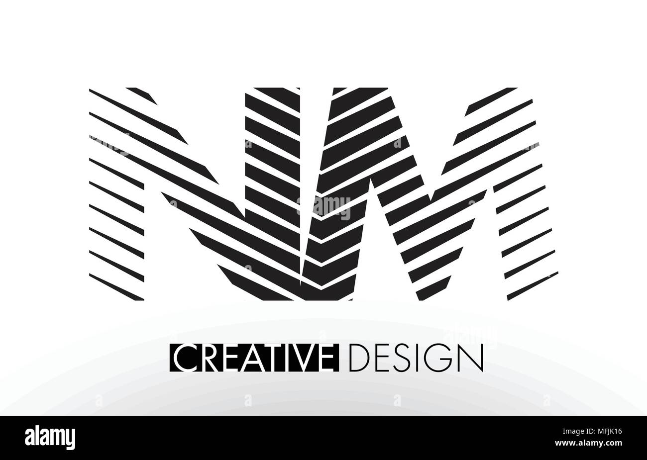 NM N M linee Lettera con design elegante Creative Zebra illustrazione vettoriale. Illustrazione Vettoriale